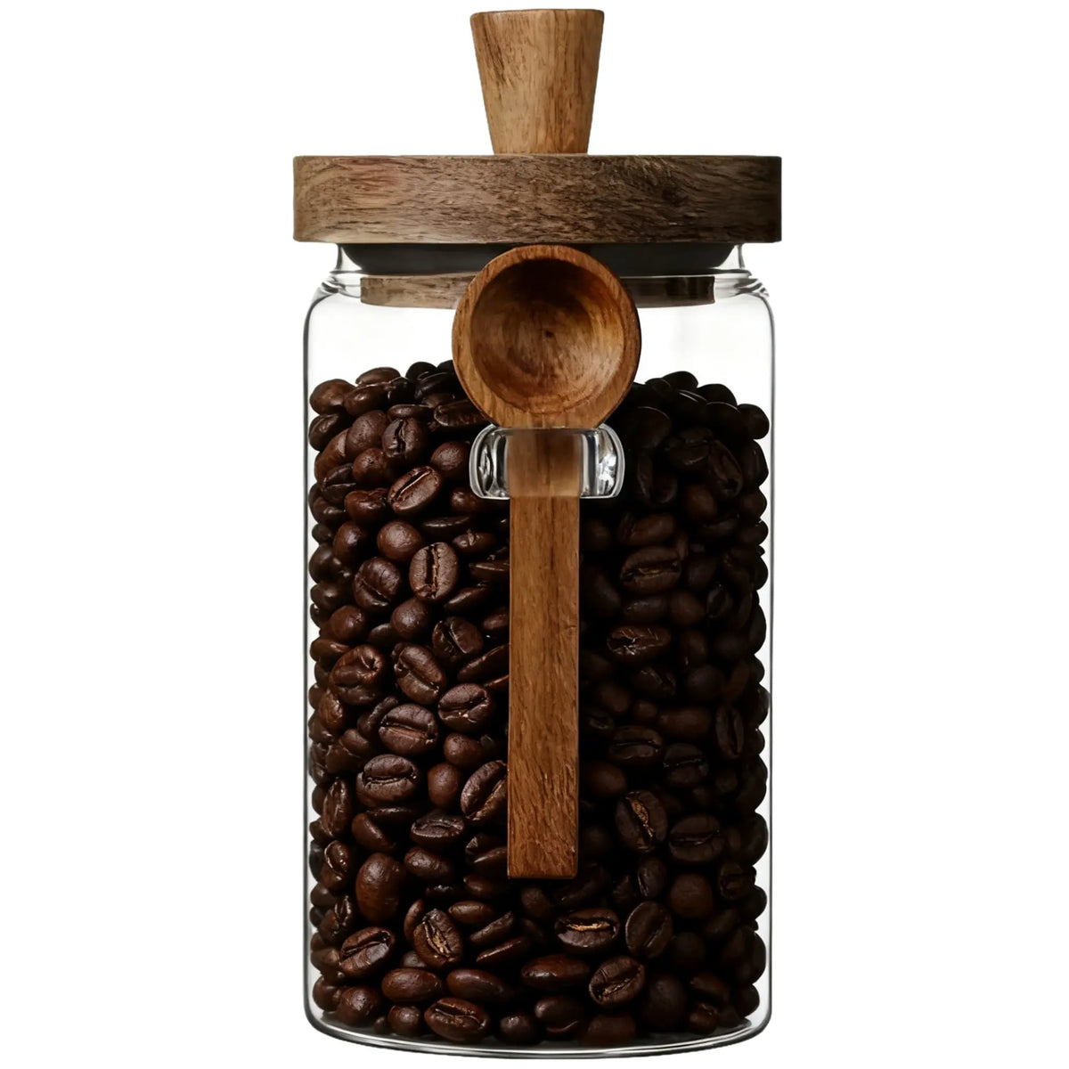 Glass Airtight Jar 🫙 Built-in Wooden Scoop