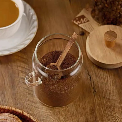 Glass Airtight Jar 🫙 Built-in Wooden Scoop