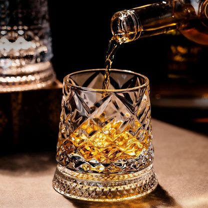 360° Spinning Whiskey Glass 🥂 Rotatable Crystal Glass