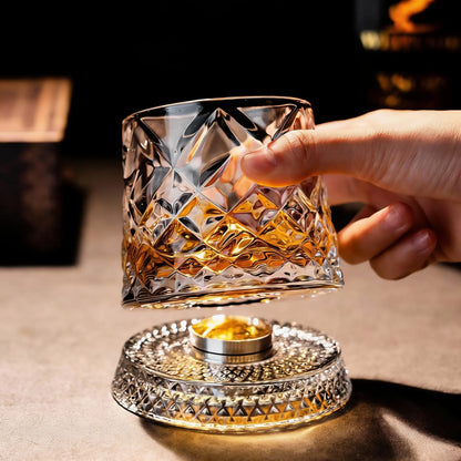 360° Spinning Whiskey Glass 🥂 Rotatable Crystal Glass