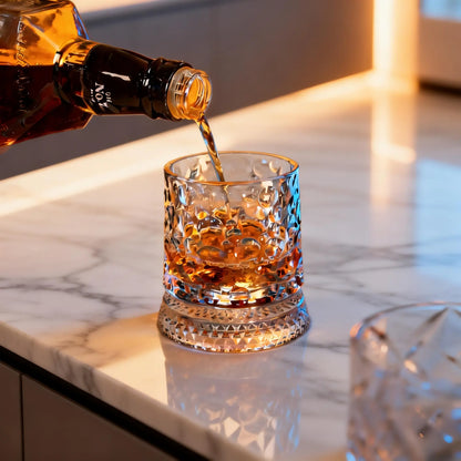 360° Spinning Whiskey Glass 🥂 Rotatable Crystal Glass