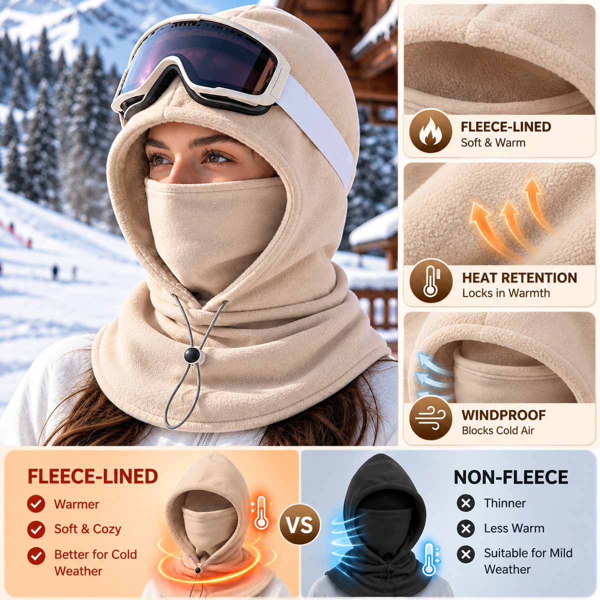 🔥 LAST DAY SALE – 50% OFF ❄️ 2-Piece Plush-Lined & Thickened Winter Face Mask and Hat Set – Windproof, Full Face & Neck Protection🔥🔥