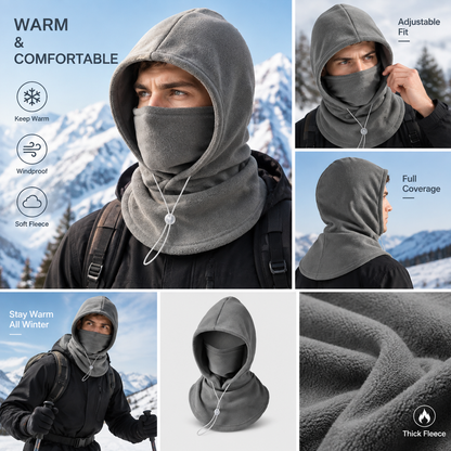 🔥 LAST DAY SALE – 50% OFF ❄️ 2-Piece Plush-Lined & Thickened Winter Face Mask and Hat Set – Windproof, Full Face & Neck Protection🔥🔥
